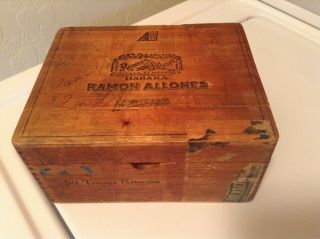 Empty Cigar Box Wood Ramon Allones Habana Trumps Naturales