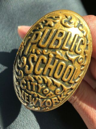 Antique c1900 Brass York City Public School Door Knob Board of Education NYC 2
