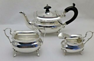 Antique Batchelor Solid Silver 3 Piece Tea Set Teapot Sugar & Cream B 