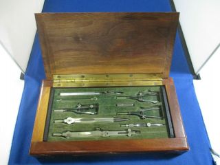 Vintage/antique Ecco Co Germany Mechanical Drafting Tool Set In Wooden Case