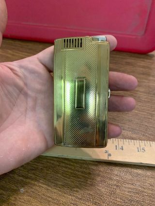 Ronson Pal Art Deco Gold - Tone Lighter Cigarette Case W Sales Insert,