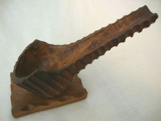 Vintage Black Forest Style Wooden Single Tobacco Smoking Pipe Stand Holder