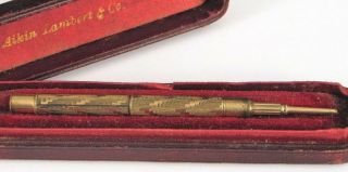 Rare Antique Aikin Lambert & Co Gold Filled Mechanical Pencil W Box