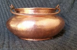 Vintage Hand Made,  Hammered Copper Vessel With Handle