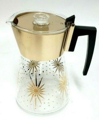 Vintage MCM Douglas Flameproof Glass 8 cup Stovetop Percolator Coffee Pot Atomic 2