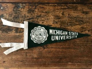 Vtg Michigan State University Mini Pennant Felt Banner 1950 