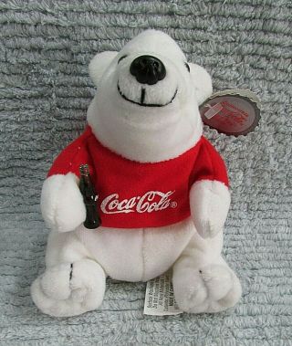 Vintage 1997 Coke Coca Cola Polar Bear In Red T - Shirt Plush Toy 0112 S/h