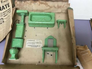 Vintage StromBecker Doll House Bath Room Set 150 1930 - 40 ' s W/ Box As Found 2