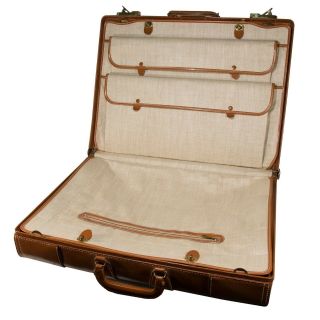 Large Vintage Wings Heirloom Leather Covered Travel Suitcase By United Luggage. 2
