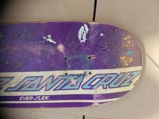 80s - 90 ' s Santa Cruz Ever Slick Skateboard Deck Old School rare purple logo 2
