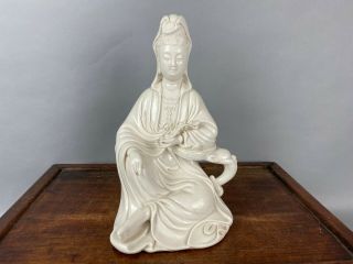 20th C.  Chinese A Blanc - De - Chine Porcelain Figure Of Guanyin
