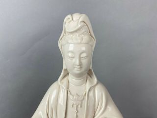 20th C.  Chinese A Blanc - De - Chine Porcelain Figure of Guanyin 2