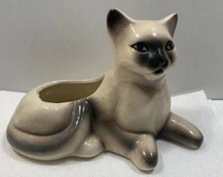 Vintage Porcelain Ceramic Siamese Cat Planter Kitten Design Mid Century Decor