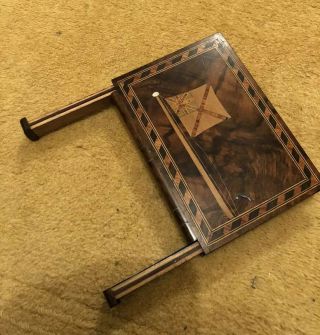 Antique Treen Inlaid Flags Secret Book Puzzle Box Wooden 16.  7cm Tall 2 Openings