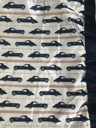 Petit Tresor Beverly Hills White Navy Swirl Blanket Satin Trim Vintage Cars Car 3