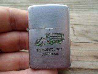 Vintage Zippo Lighter Advertising 1940s Block Letter The Capitol City Lumber Co