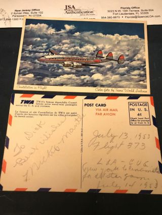 Mickey Mantle Phil Rizzuto Signature All Star Game 1953 Signed Postcards Jsa