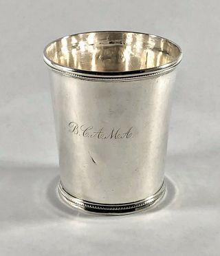 Jaccard & Co Southern Coin Silver Julep Cup Beaded Border St.  Louis,  Mo 1837 - 48
