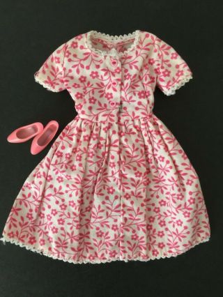 Japanese Exclusive Vintage Francie Doll Barbie Pink Floral Print Dress Shoes