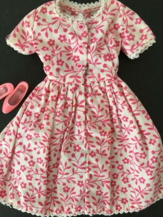 Japanese Exclusive Vintage Francie Doll Barbie Pink Floral Print Dress Shoes 2