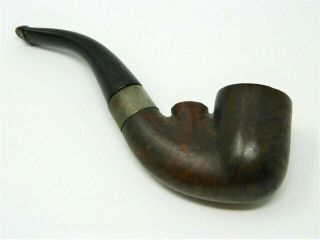 Vintage Cavalier Style Double Bowl Smoking Pipe French Briar Silver Tone Collar