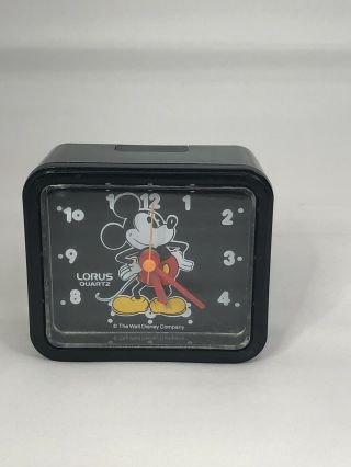 Vintage Disney Mickey Mouse Lorus Quartz Alarm Clock Black Hard To Find Cute