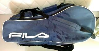 Vintage Fila Triple Tennis Racket Bag Navy Blue Very Cool Rare L@@k Authentic