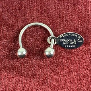 Vtg Sterling Silver Tiffany & Co.  1990 Key Ring Fob With Oval Charm Tag