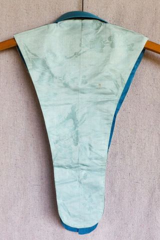 Antique Chinese Damask Silk Robe Jacket Collar Dickie Paper Label 2