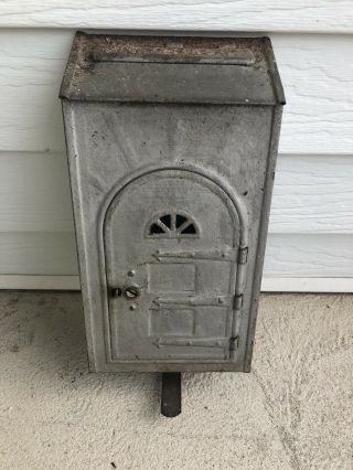 Antique Metal Mailbox Pn Co Fulton Il Usa Wall Mount Porch Vintage