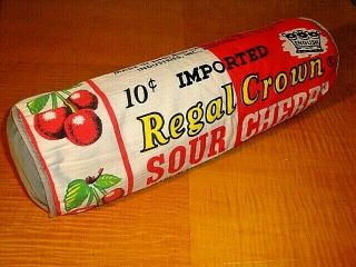 Vintage 1967 Regal Crown Sour Cherry Tootsie Roll Advertising Pillow 19 " Long