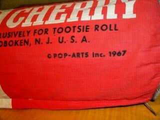 VINTAGE 1967 REGAL CROWN SOUR CHERRY TOOTSIE ROLL ADVERTISING PILLOW 19 