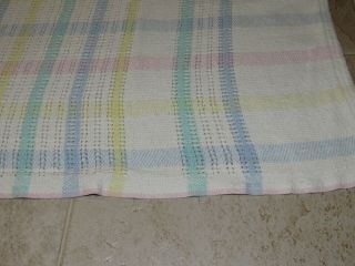 Vintage Pastel Plaid Baby Blanket Cotton Weave Woven WPL 1675 USA 39x29 3