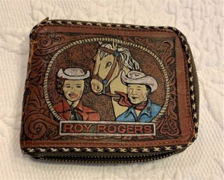 Vintage Roy Rogers Zippered Leather Wallet Billfold