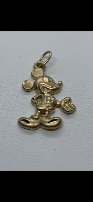 14k - Vintage Mickey Mouse Gold Charm / Pendant Solid Yellow Gold.  1.  5g