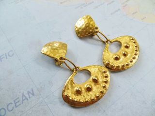 Lovely Estate Vintage 80 ' s French Designer CCori Gold Drop Dangle Earrings 2