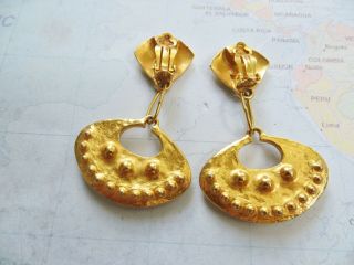 Lovely Estate Vintage 80 ' s French Designer CCori Gold Drop Dangle Earrings 3
