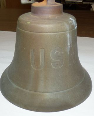 Vintage Wwii Era Usn United States Navy Brass Bell W/mount