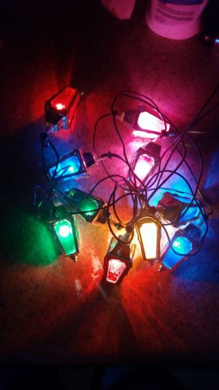 Vintage Christmas Multi - Color Lantern Lights 3” String Of 10