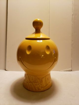 Vintage Mccoy Pottery Cookie Jar Have A Happy Day Smiley Face