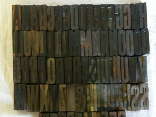 Antique Letterpress Wood Type Block Set Of 91