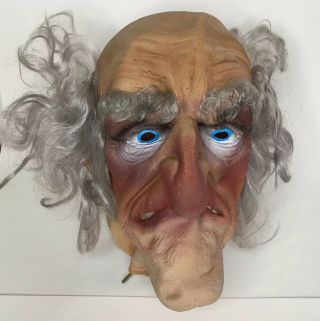 Vintage West Germany Halloween Mask Old Man Latex Rubber Vinyl Gray Hair