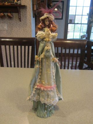 Duck House Doll Victorian Lady Holding Purse.  Vintage Look