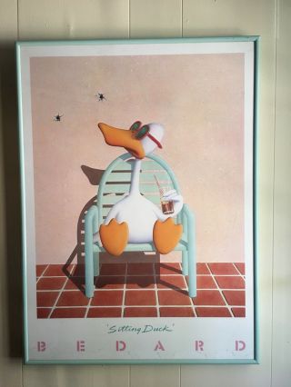Vintage 1982 Bedard Sitting Duck Art 80’s Artwork Professional Frame