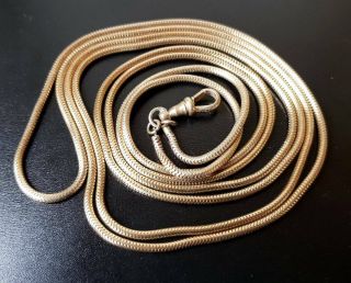 Antique Victorian Rolled Gold Snake Link Guard Muff Chain 51 "
