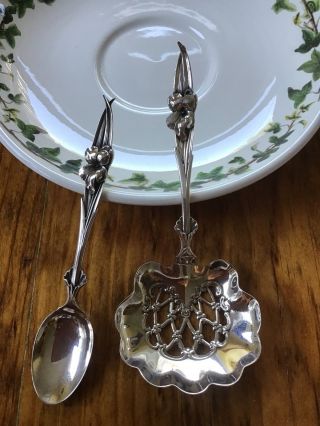 Set Whiting Violet Aesthetic Sterling Silver Bon Nut Serving Spoon &demi No Mono