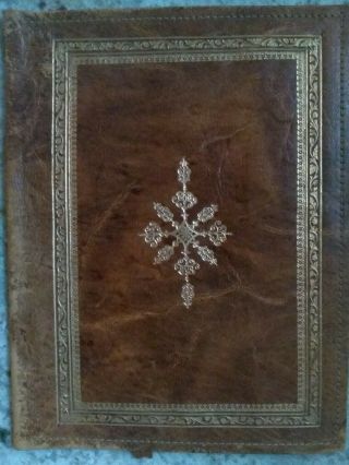 Vtg.  Tooled Leather Book Dust Cover Book Jacket Protect
