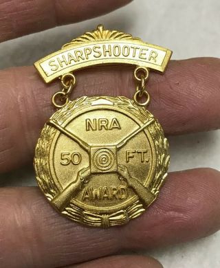 Vintage Nra Sharpshooter 50 Ft.  Award Pin National Rifle Association