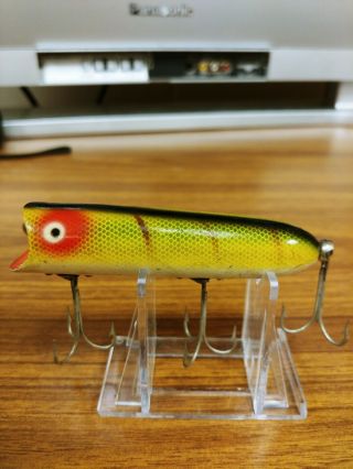 Heddon Lucky 13 Vintage Old Topwater Fishing Lure Perch Pattern Bass Popper
