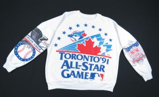 Vintage 90s 1991 Mlb All Star Game Toronto Blue Jays All Over Print Sweatshirt